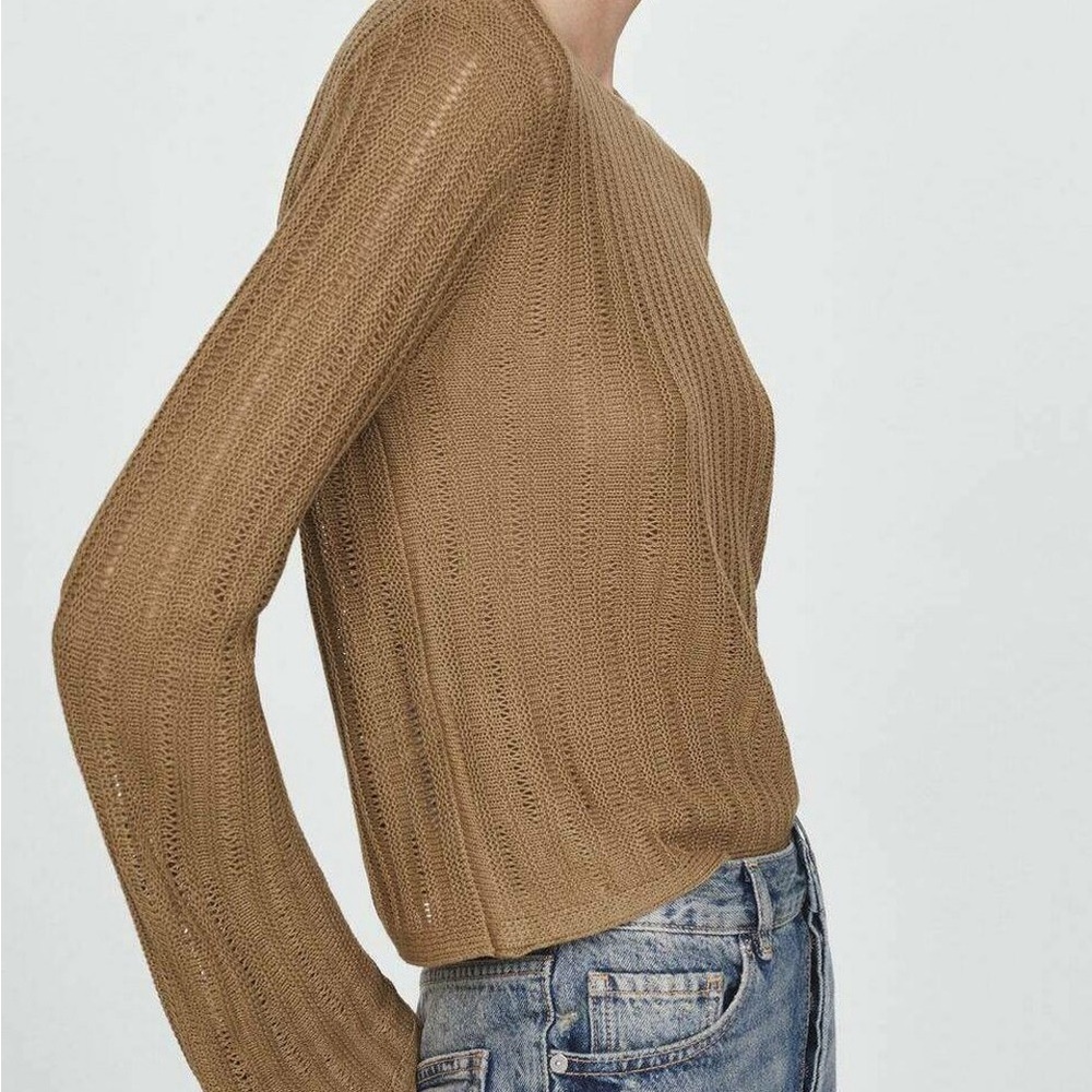 Mango Tierra Jumper Brown Long Sleeve Knit Top - Picture 5 of 11